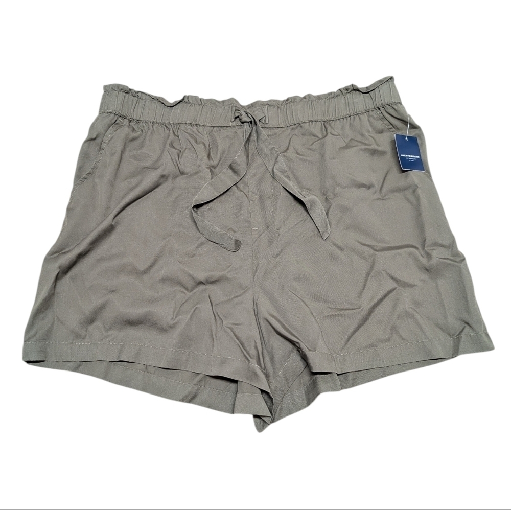 Lucky Brand Elastic Olive Green Lyocell Paperbag Shorts Women's XL New